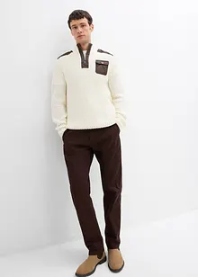 Tröja med krage med dragkedja och vävd infällning, bonprix