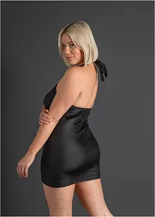 Halterneckklänning med wetlook, bonprix