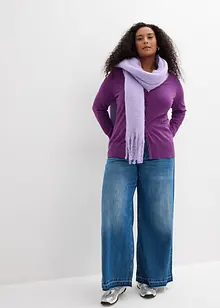 Finstickad cardigan med knappslå, bonprix