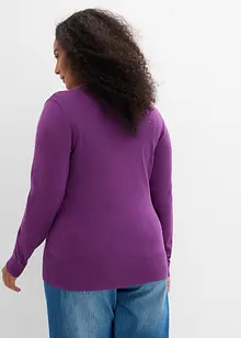 Finstickad cardigan med knappslå, bonprix