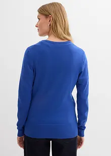 Finstickad cardigan med knappslå, bonprix