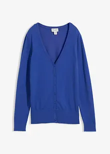 Finstickad cardigan med knappslå, bonprix