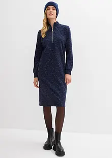 Trikåklänning med krage och dragkedja, bonprix