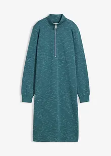 Trikåklänning med krage och dragkedja, bonprix