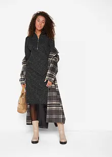 Trikåklänning med krage och dragkedja, bonprix