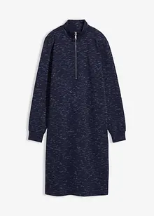 Trikåklänning med krage och dragkedja, bonprix