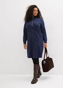 Trikåklänning med krage och dragkedja, bonprix