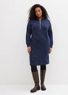 Trikåklänning med krage och dragkedja, bonprix