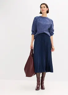 Plisserad kjol i fin satin, bonprix