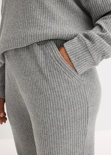 Ribbstickad byxa och topp med huva i oversizemodell, bonprix