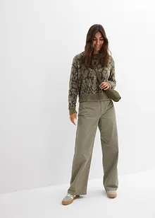 Grovstickad tröja av fluffigt fjädergarn, bonprix