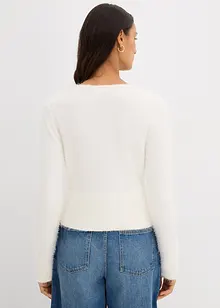 Finstickad cardigan i lurvigt material, bonprix