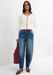 Finstickad cardigan i lurvigt material, bonprix