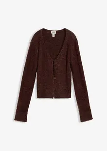 Finstickad cardigan i lurvigt material, bonprix