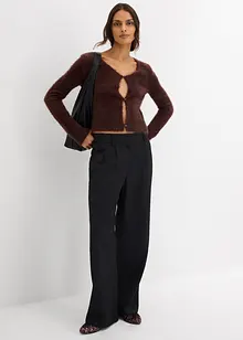 Finstickad cardigan i lurvigt material, bonprix