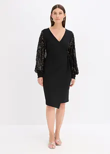 Midiklänning med paljettbroderi på ärmarna, bonprix