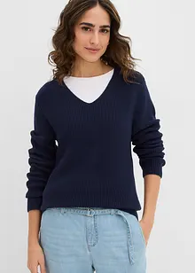 Finstickad tröja i ekologisk bomull, bonprix