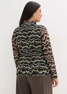 Långärmad topp i mjuk mesh, bonprix