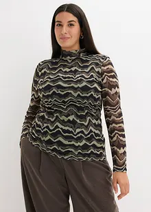 Långärmad topp i mjuk mesh, bonprix