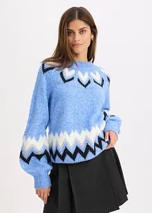 Mönsterstickad tröja med glittrande ränder, bonprix