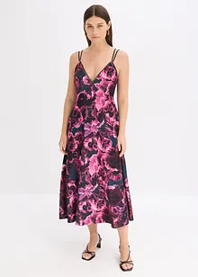 Mellanlång klänning i glansig sammet, bonprix