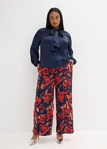 Knytblus i följsam satin, bonprix