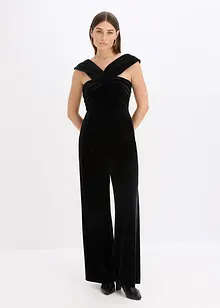 Jerseyjumpsuit i böljande sammet, bonprix