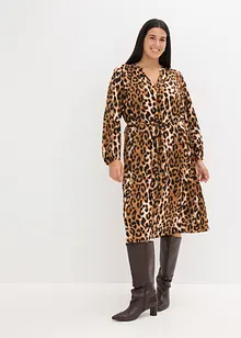 Mellanlång klänning i mjuk satin, bonprix