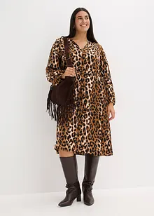 Mellanlång klänning i mjuk satin, bonprix