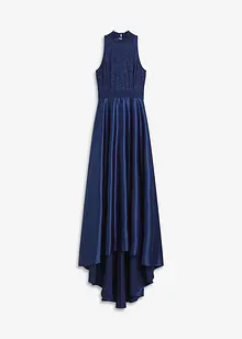 Maxiklänning i glänsande satin med spets, bonprix