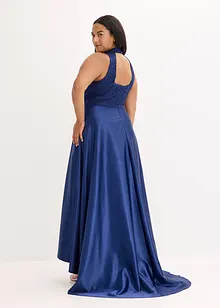 Maxiklänning i glänsande satin med spets, bonprix