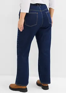 Straight jeans, Mid Waist, bekväm midja med strass, bonprix