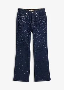 Straight jeans, Mid Waist, bekväm midja med strass, bonprix
