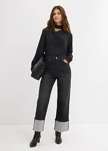 Straight Jeans High Waist, med Turn-Ups, bonprix