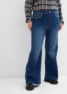 Flared jeans med hög midja och nitar, bonprix