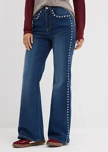Flared jeans med hög midja och nitar, bonprix