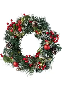 Dörrkrans med pynt och LED-belysning, bonprix