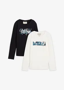 Långärmad T-shirt i ren ekologisk bomull (2-pack), bonprix