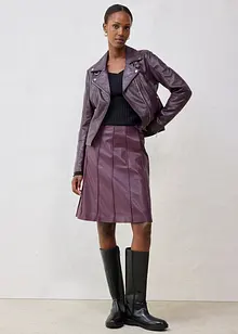 Skinnkjol i utställd modell, av lammnappa, bonprix