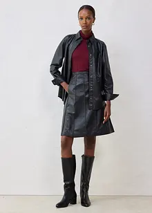 Skinnkjol i utställd modell, av lammnappa, bonprix