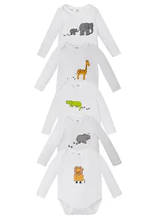 Långärmad babybody (5-pack), ekologisk bomull, bonprix