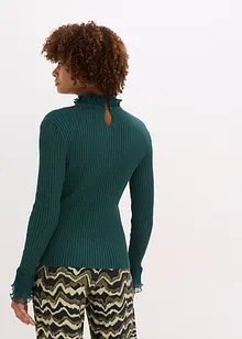 Finstickad topp med chiffongvolanger, bonprix