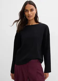 Långärmad topp av ribbat material, bonprix