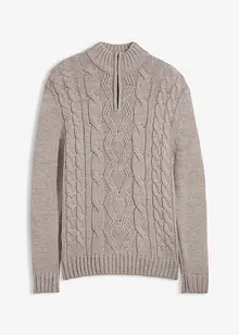 Tröja med flätstickning och krage, bonprix