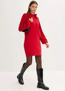 Stickad klänning med knytband i mjuk viskosmix, bonprix