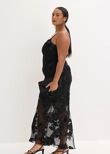 Maxiklänning med blombroderi, bonprix