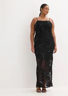 Maxiklänning med blombroderi, bonprix