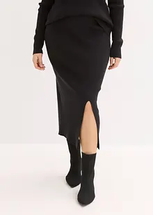 Finstickad kjol av mjuk viskosmix, bonprix