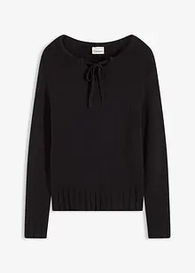 Grovstickad tröja med knytning, bonprix