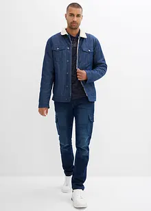 Flanellfodrade  cargojeans med bekväm midja, Regular fit, Straight, bonprix